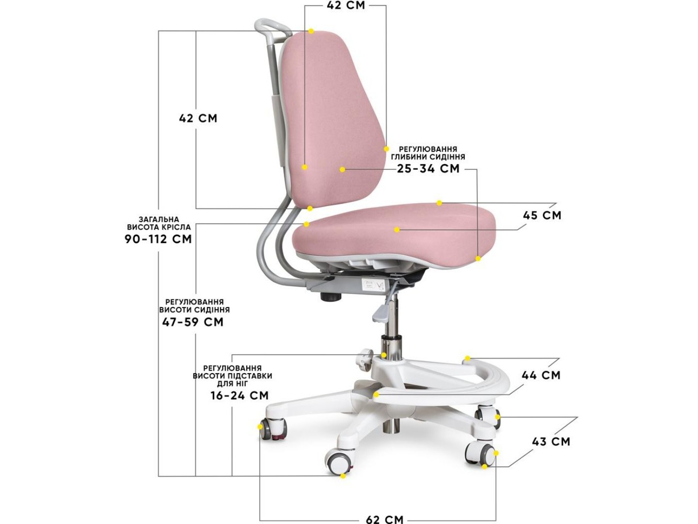 Крісло дитяче Evo-kids Mio Ergo Lite Dark Pink (Y-507 Lite DP) — фото 3